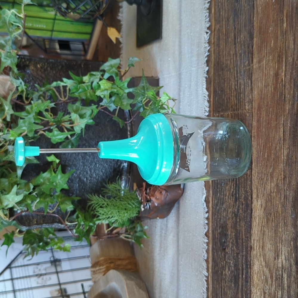 Vintage Acme Hand Held Chopper Teal Glass Stainless Steel